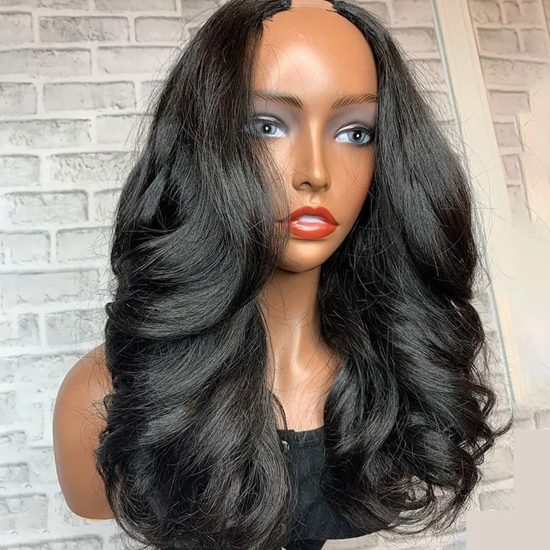 

Полностью волнистые человеческие волосы U-образные парики для женщин безклеевые бразильские человеческие волосы модные волнистые U-образн...