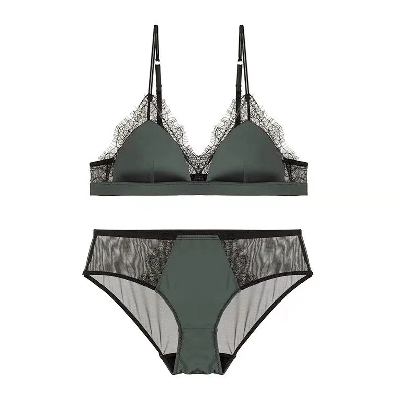 free shipping  bra and panty set  lingerie underwear lenceria sexy lace bra girl Wireless bralette biquini eyelash
