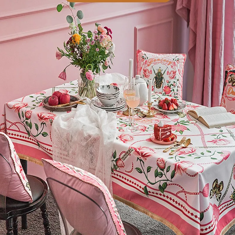 

Pink Butterfly Tablecloth Soft Velvet Rectangle Table Cloths For Kitchen Dining Party Holiday Luxury Home Decoration