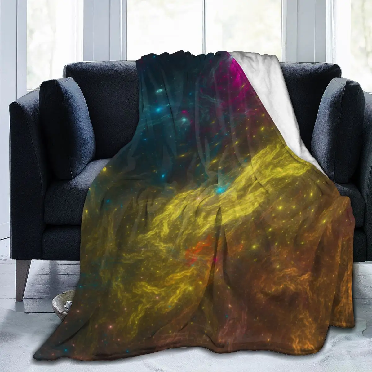 

Manta de franela con estampado 3D de cielo estrellado, ropa de cama suave, cubierta de cama, decoración textil para el hogar