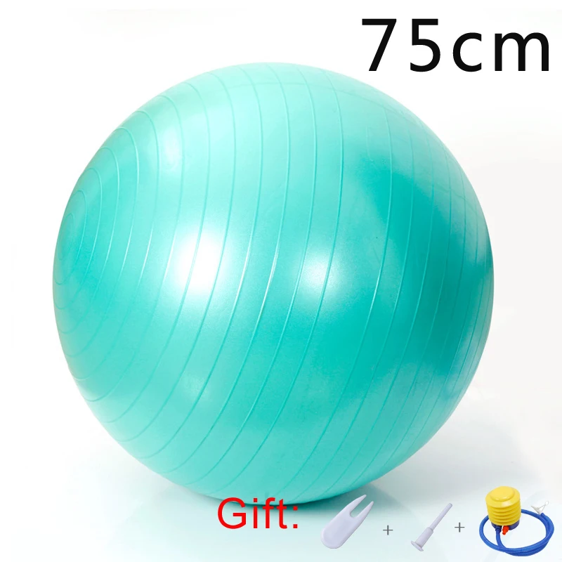Water Blue 75cm Спортивные мячи для йоги Пилатес фитнес спортзал фитбол для баланса упражнения тренировки Массажный мяч нескользящий скраб мячи для йоги Бесплатный насос-взрыв - Цвет: Water Blue 75cm