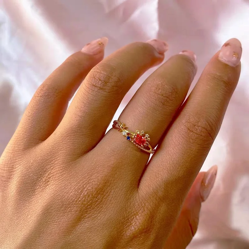 Новые модные милые циркониевые медные кольца с морским животным крабом