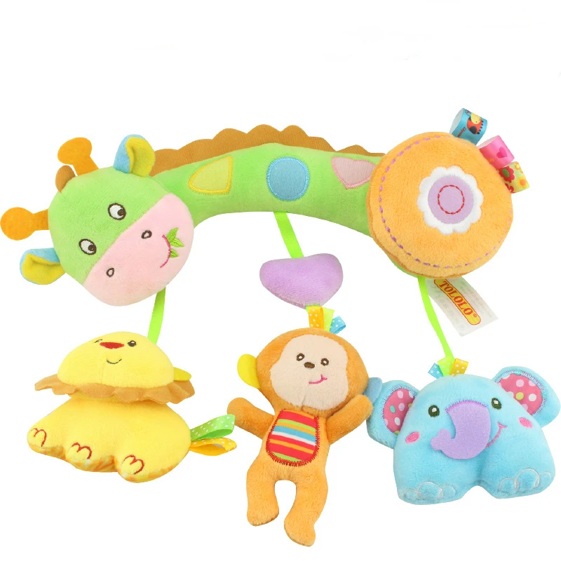 New Baby Rattles Mobile Giraffe Cartoon Bed Stroller Hanging Dolls Infant Squeaky Grab Ability Training Toddler Toys погремушки