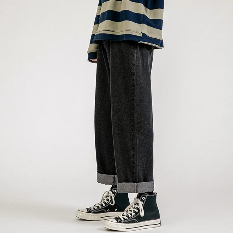 

NIBESSER Men's Jeans Fashion Loose Straight New Casual Wide Leg Pants Cowboy Mans Streetwear Korean Hip Hop Trousers jeans