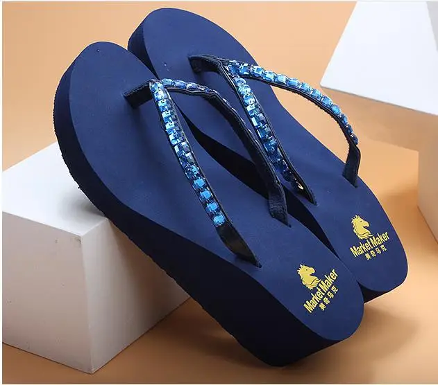 Шлепанцы на высоком каблуке женские летние Нескользящие с толстой