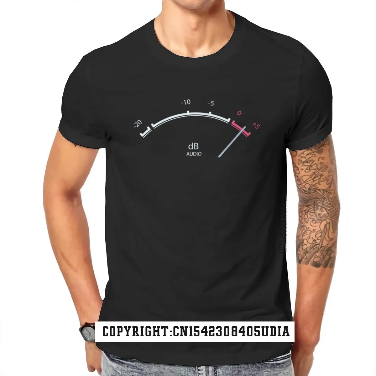 Audio Meter Mens T-Shirt Couples Kawaii Hiphop Female 99727 Plain Top T-Shirts Cotton Tees For Men Print