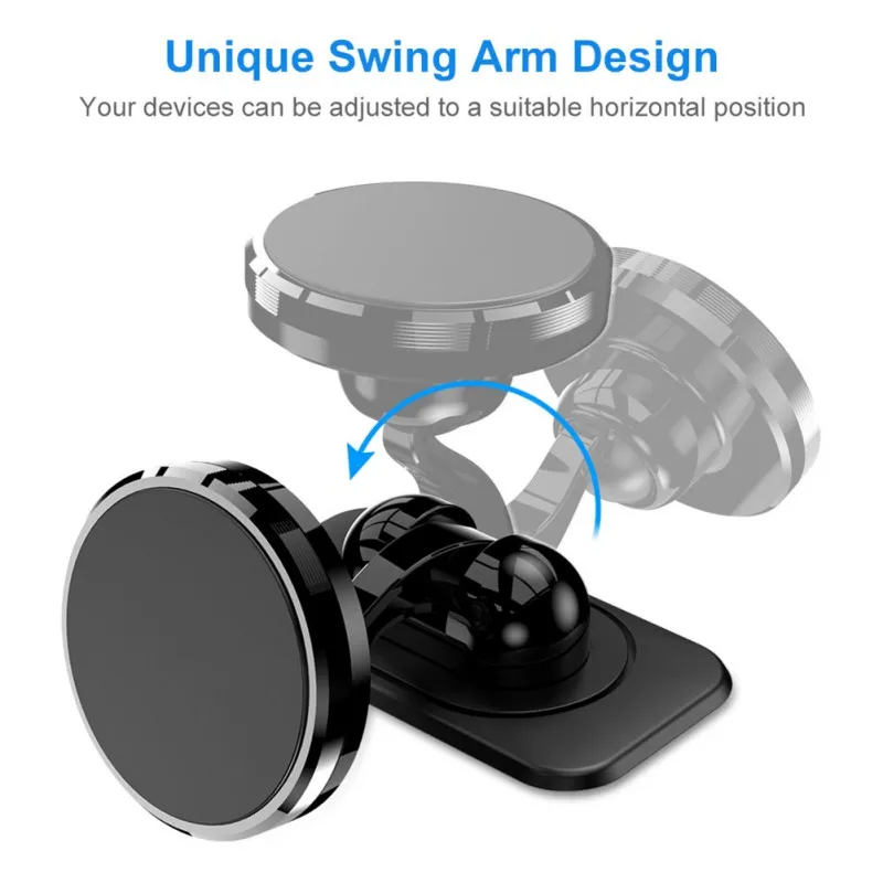 Универсальный автомобильный держатель с поворотом на 360 градусов магнитный для