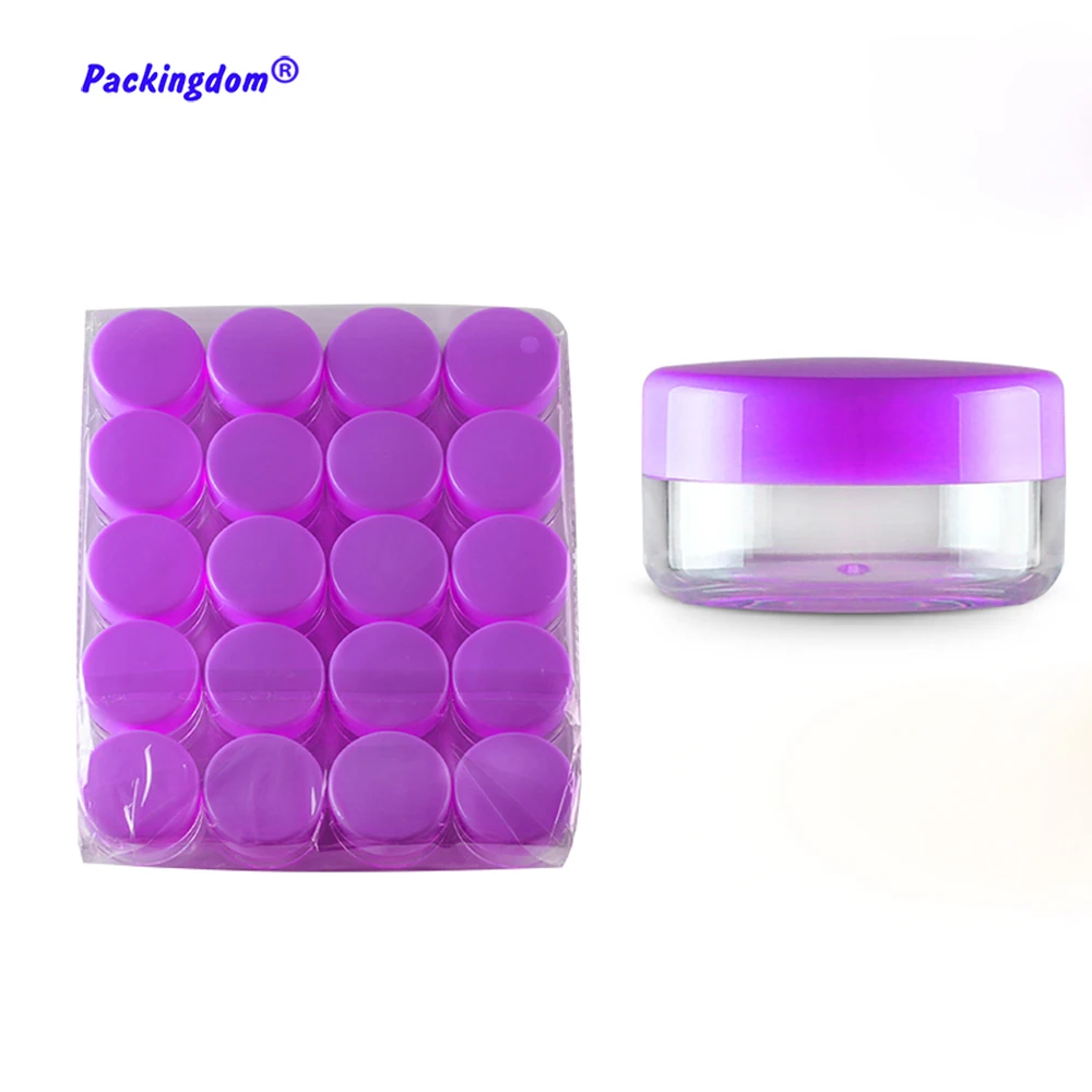 100 шт. пустые для косметического крема банки горшки с фиолетовым шапок Clear Пластик