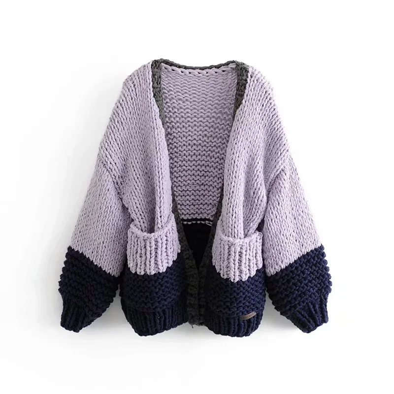 

lazy hand Autumn and winter 2020 knitted ball thickened loose knitted jacket women's sweater