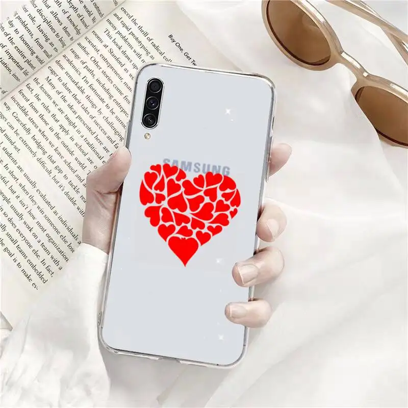 

cute Love heart red Phone Cases Transparent for Samsung s9 s10 s20 Huawei honor P20 P30 P40 xiaomi note mi 8 9 pro lite plus