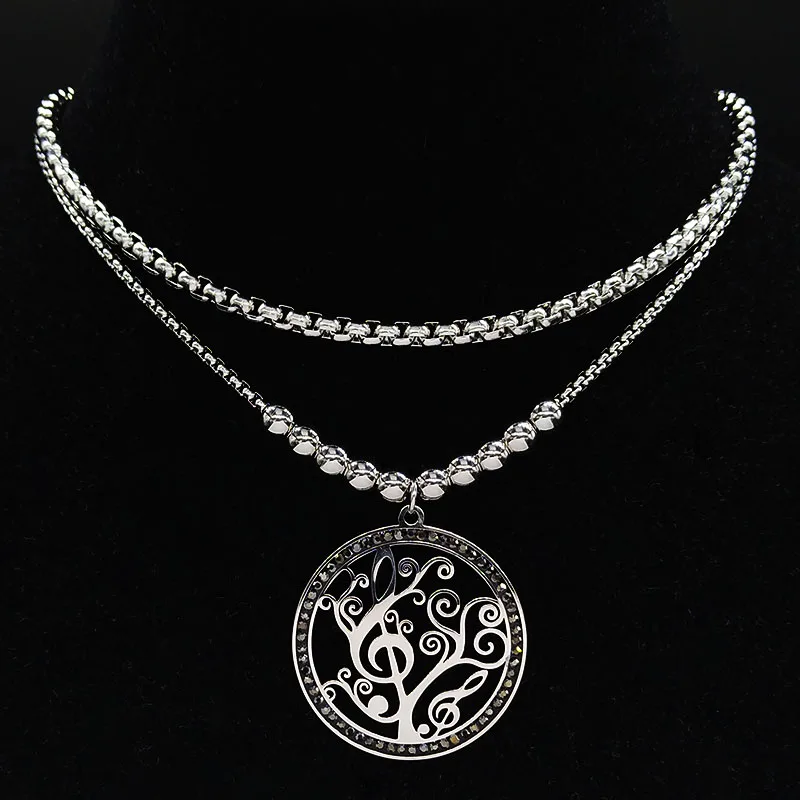 A black BK crystal Модное ожерелье с цепочкой из нержавеющей стали для женщин из бусина серебряного цвета, ювелирное изделие joyeria mujer K77502 - Окраска металла: A black BK crystal