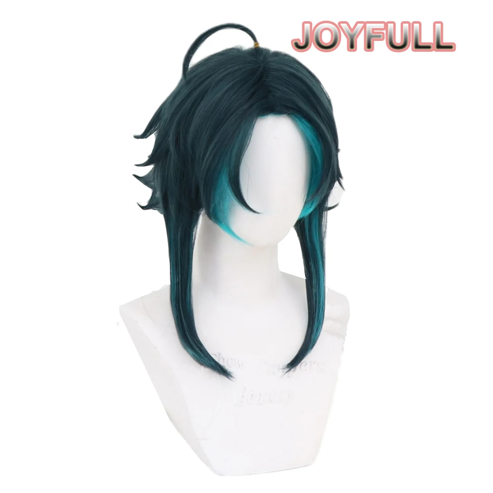 

Game Genshin Impact Xiao Cosplay Wig Halloween Party Cosplay Hair Dark Green Blue Short Heat Resistant Synthetic Wig
