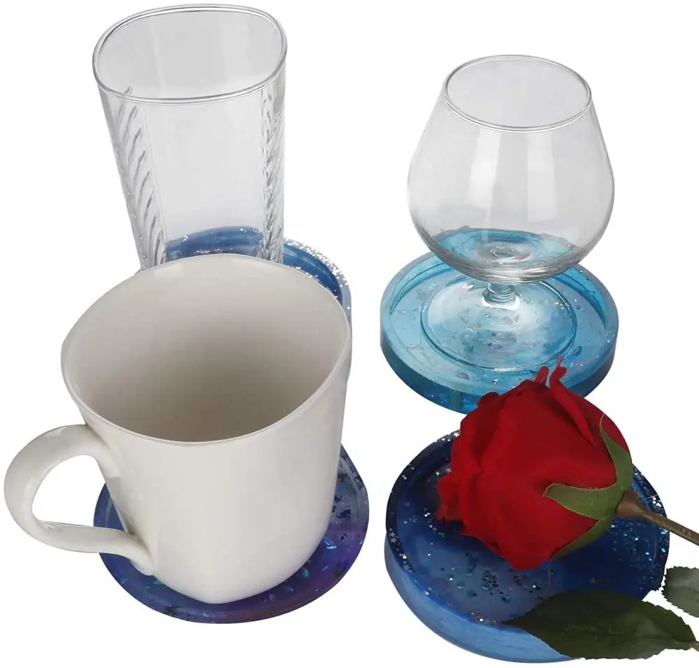 

4pcs DIY Round Coaster Silicone Mold expoxy resin Molds for Casting Cement craft