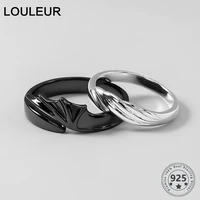 louleur 925 sterling silver angel and devil couple rings original creative texture romantic rings for lovers festival jewelry