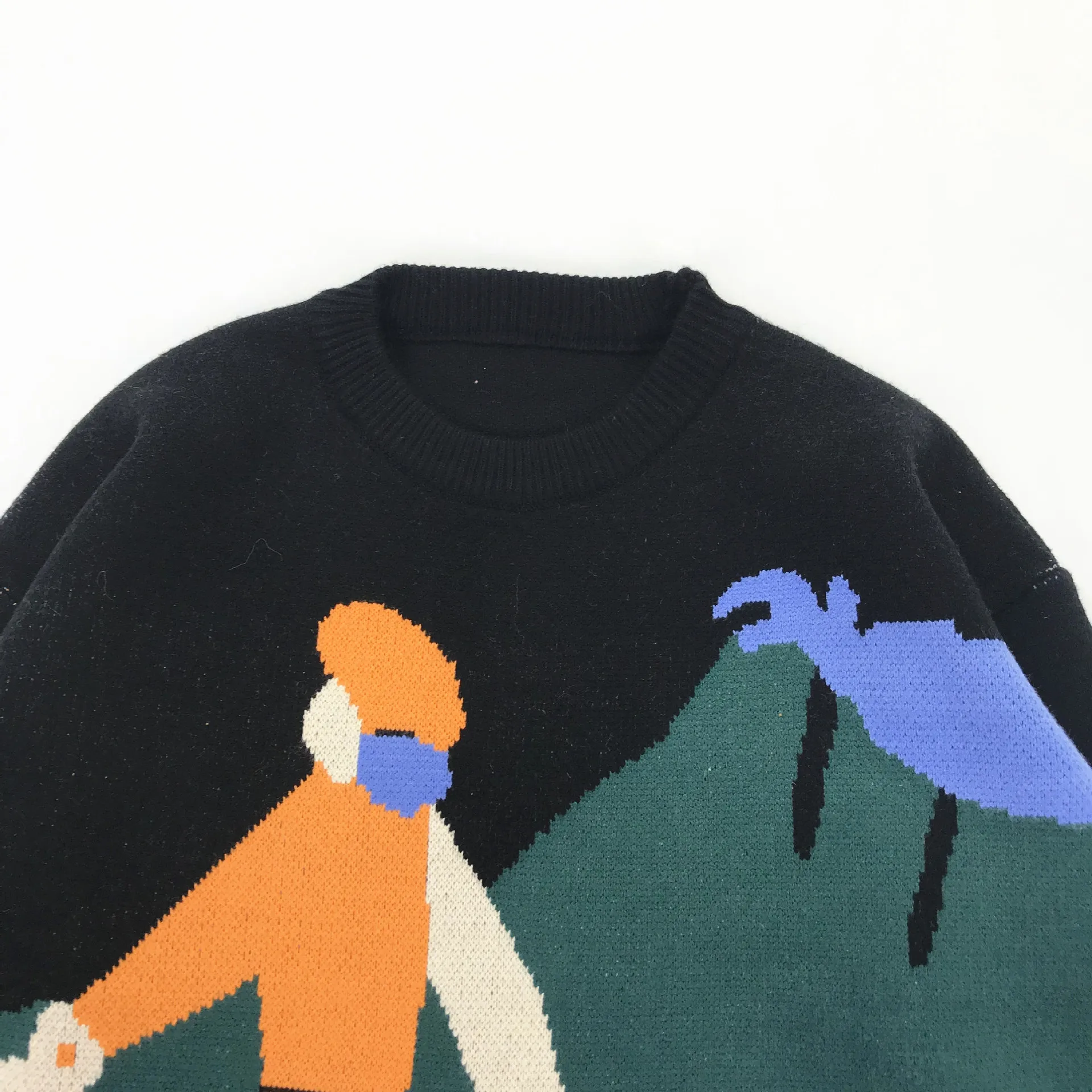 Осенний дизайн повседневный свободный женский Зимний пуловер свитера черный