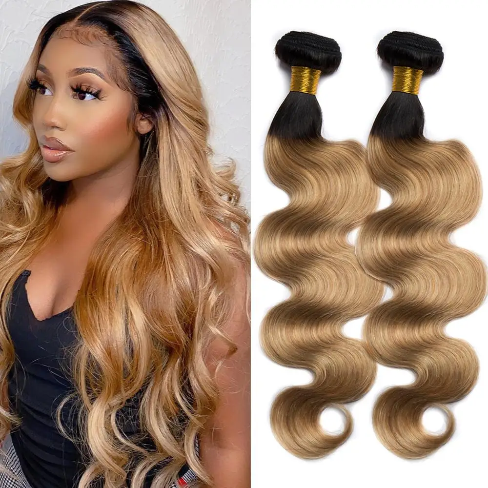 ALIBELE 2 тона Омбре пряди волос Тело волна человеческие волосы удлинители бордовый