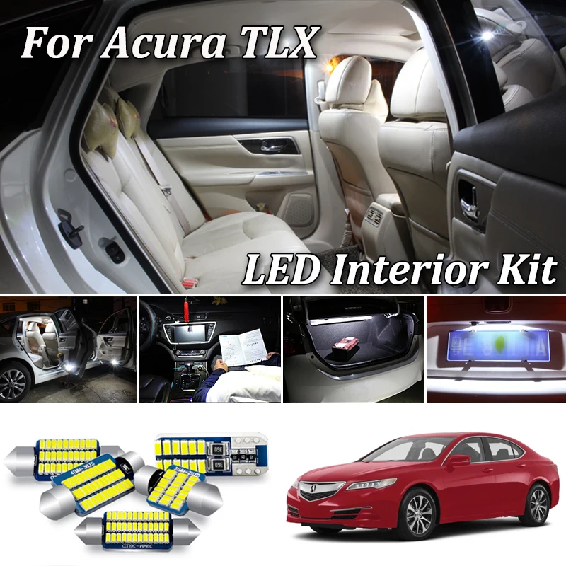 

100% белые светодиодные с Canbus автомобильный интерьерный светильник посылка комплект для Acura TLX led Интерьер Карта Купол багажник номерной знак ...