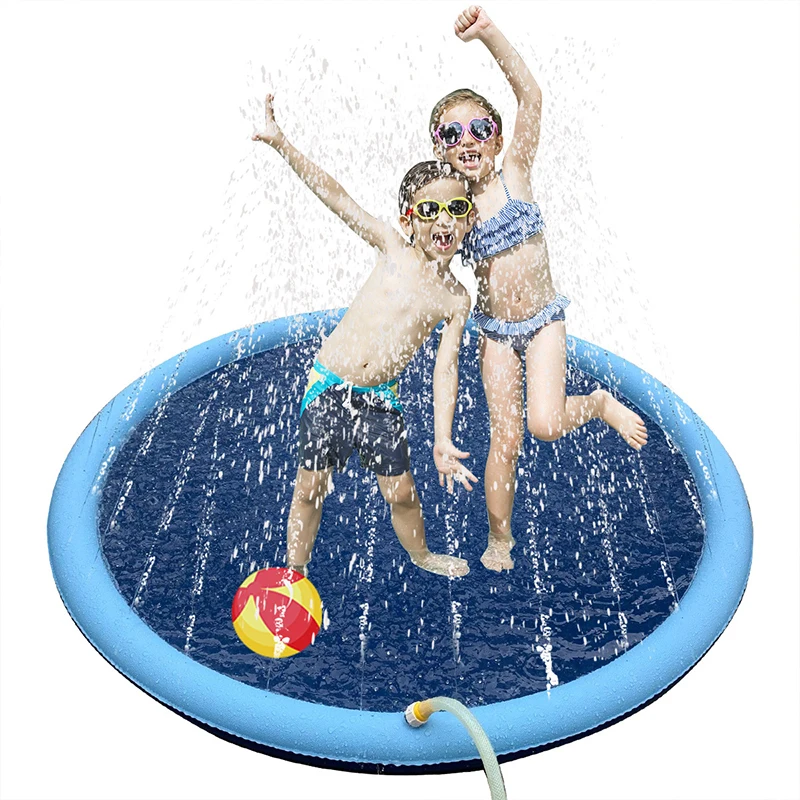 

150/170cm Pet Play Sprinkler Pad Cooling Mat Outdoor Swimming Pool Inflatable Water Spray Mat Summer Cool Dog Bathtub for Dogs