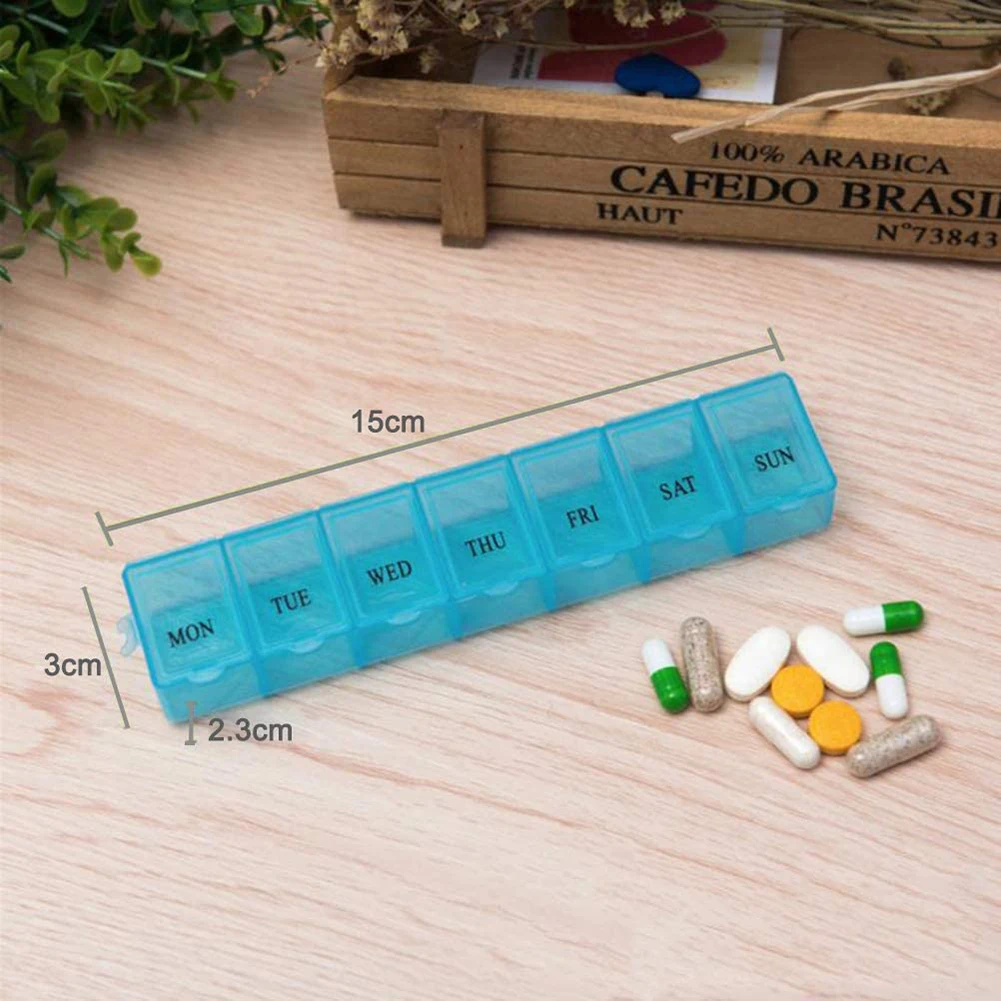 

7 Days Weekly Medicine Box Non-toxic Pill Box Capsule Tablet Storage Holder