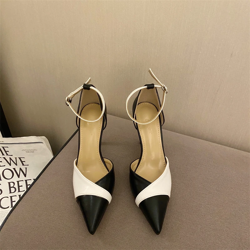 

D'orsay Shoes Fashion Pointed Toe Mixed Color Women Sandals Sexy Buckle Stiletto High Heels Women's Autumn Shoes Wedding 2021