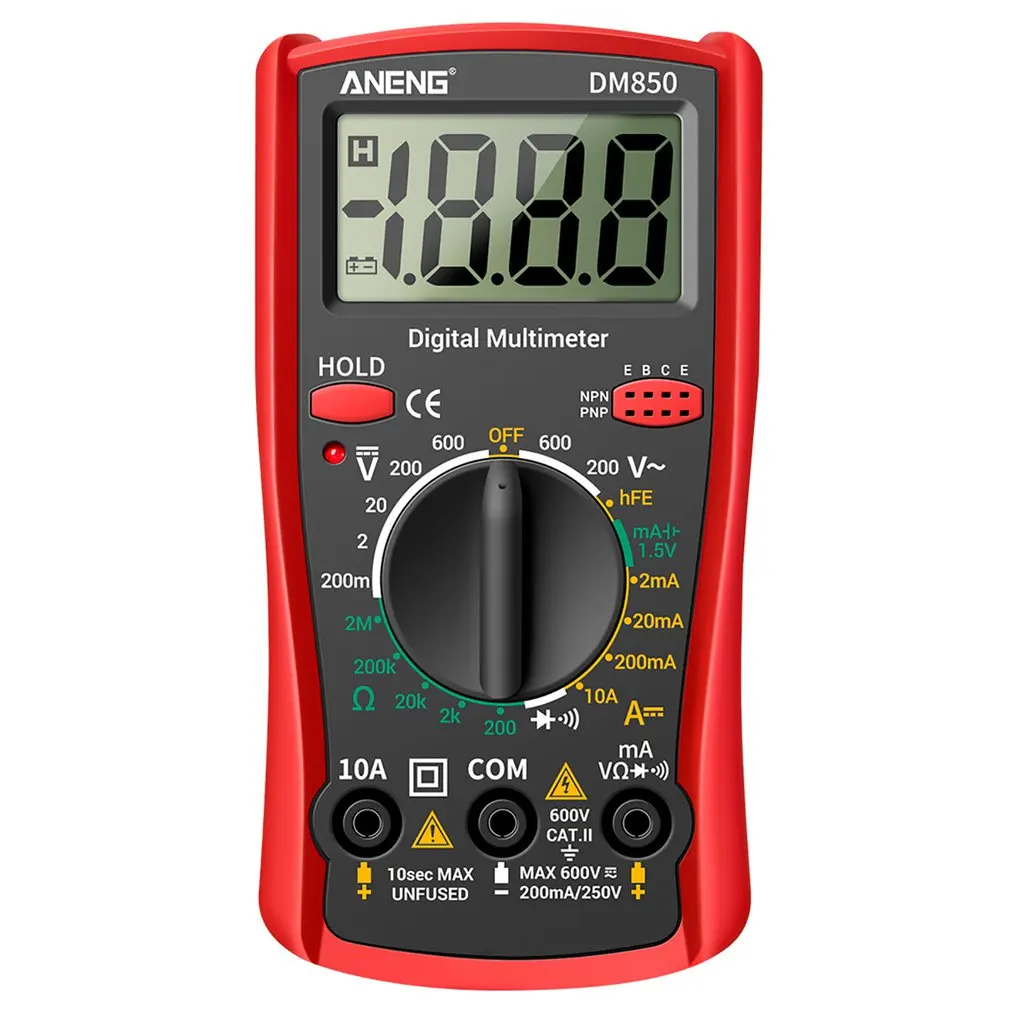 

DM850 Professional Digital Electric Multimeter 1999 Counts AC / DC Tester Ohm Current Voltmeter Ammeter Detector Tool