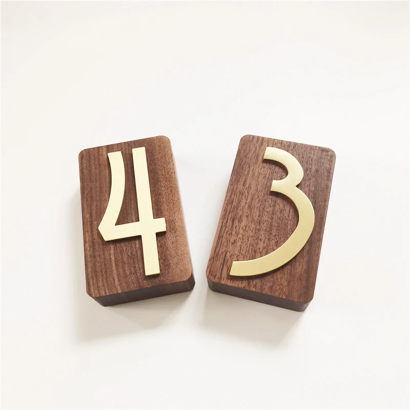 Walnut pure copper house number creative Nordic brass home guest house villa