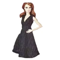 classic black sequin elastic princess doll dress for barbie clothes evening gown v neck vestidos 11 5 dolls accessories kid toy