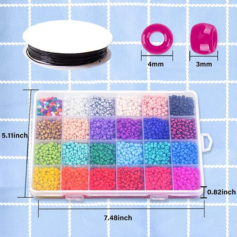 

4mm Pony Bead Seed Bulk, 24 Color Mixed Small Beads Combination Suit Used for Jewelry, Bracelet Production and Beads