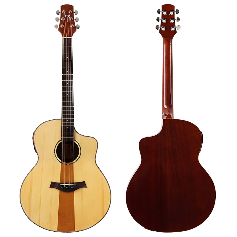 

High grade acoustic electric guitar 6 string 40 inch acoustic guitar high finish folk guitar cutaway design natural with EQ