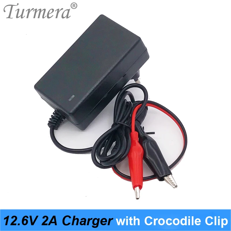 Turmera 12V 12.6V 2A Lithium Battery Charger with Crocodile Clip for Lead Acid 7Ah 10Ah20Ah Motorcycle Power | Электроника