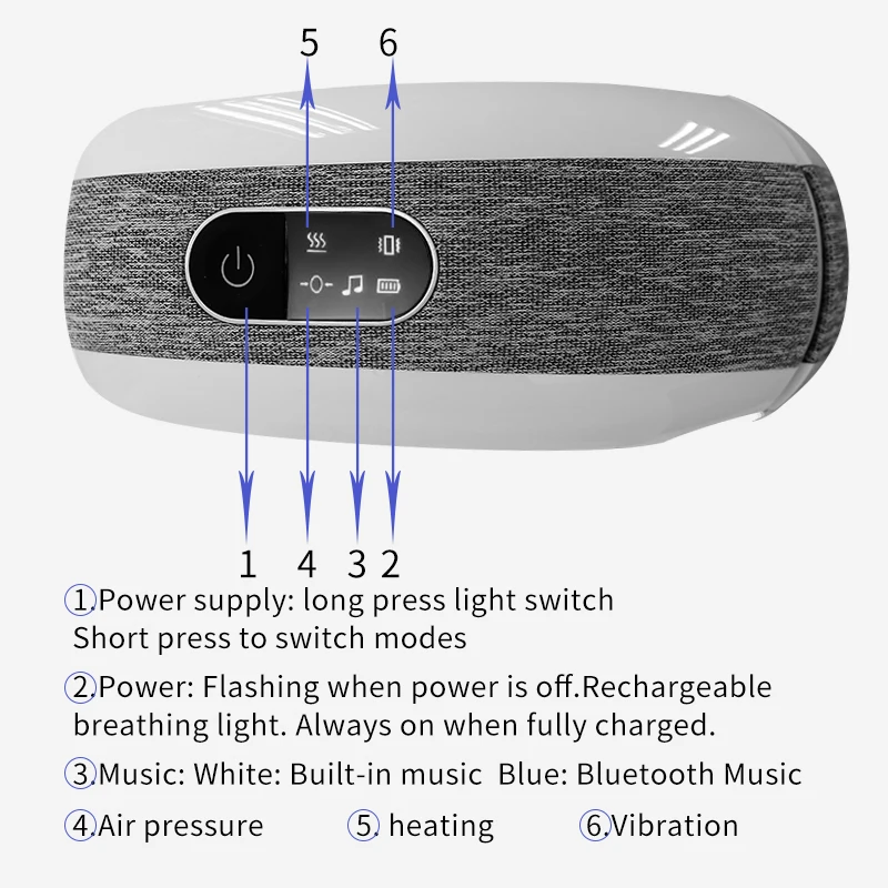 Массажер для глаз маска музыка магнитное давление воздуха инфракрасное