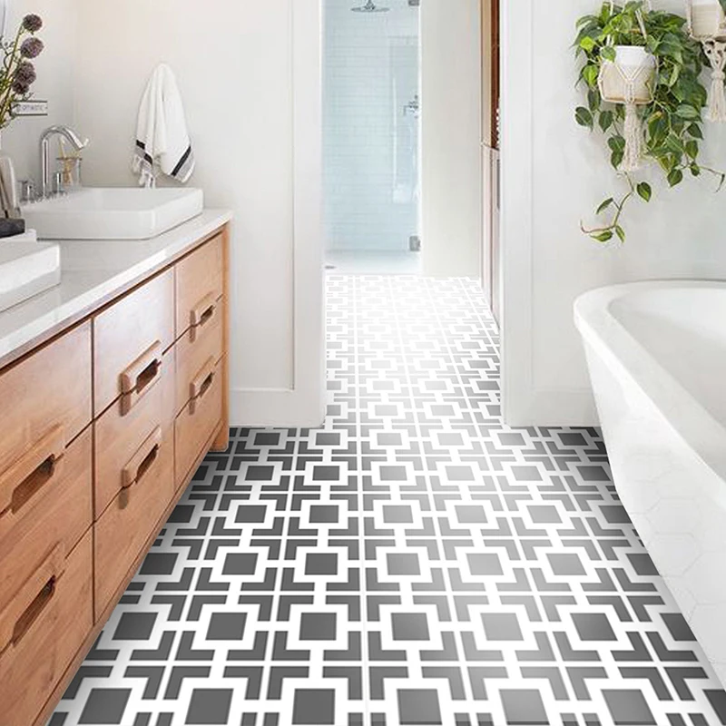 

10pcs Waterproof Non Slip Floor Stickers Self Adhesive Marble Wallpapers Bathroom Wall Sticker Decals DIY Wall Ground Decor