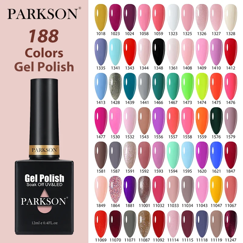 

Parkson Gel Nail Polish 12ML Pure Colors Gel Polish UV Soak Off Semi Permanent Nail Lacquer For Manicure Base Top Coat Nail Art