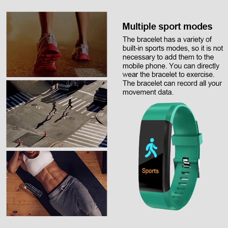 

115 Plus Smart Watch Bluetooth Fitness Bracelet Sport Watches Smart Wristband Heart Rate Pedometer Bracelet Men Women Watch
