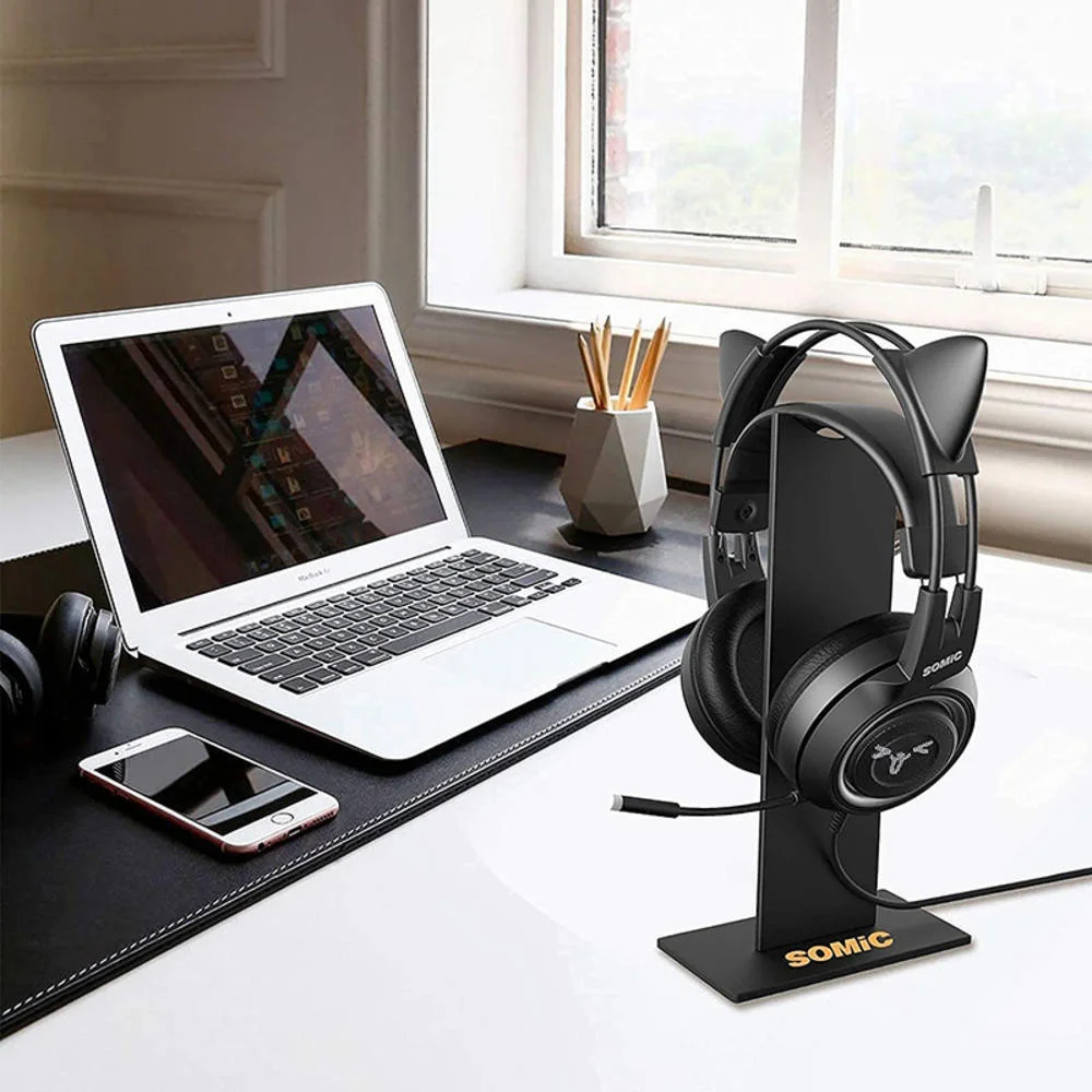 

Universal Headphone Stand Gaming Headset Holder with Solid Base Helmet Hanger Supporting for All Earphones Size