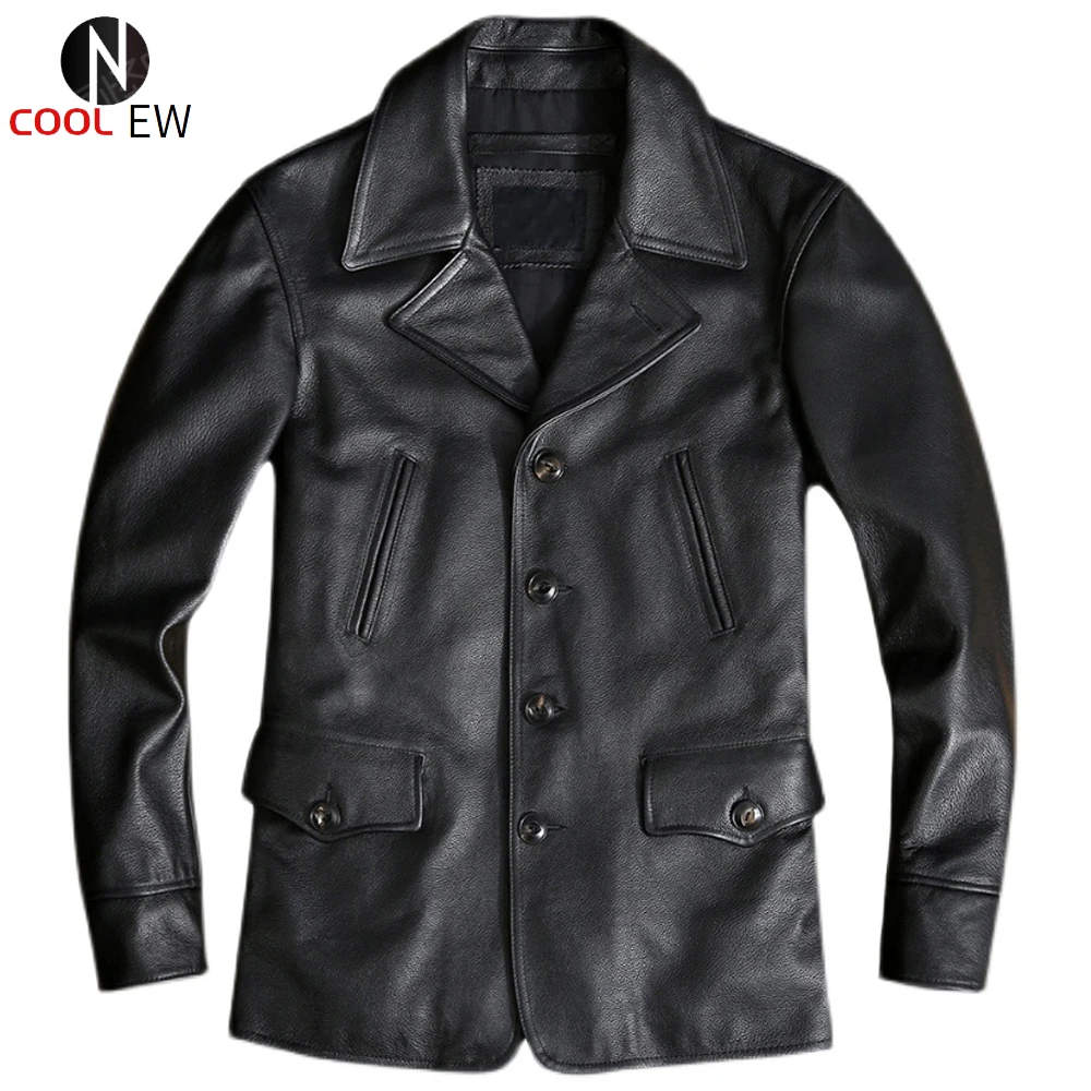 

Тренчкот мужской в Европейском стиле, однобортная ветровка из воловьей кожи, верхняя одежда, 5XL, зима