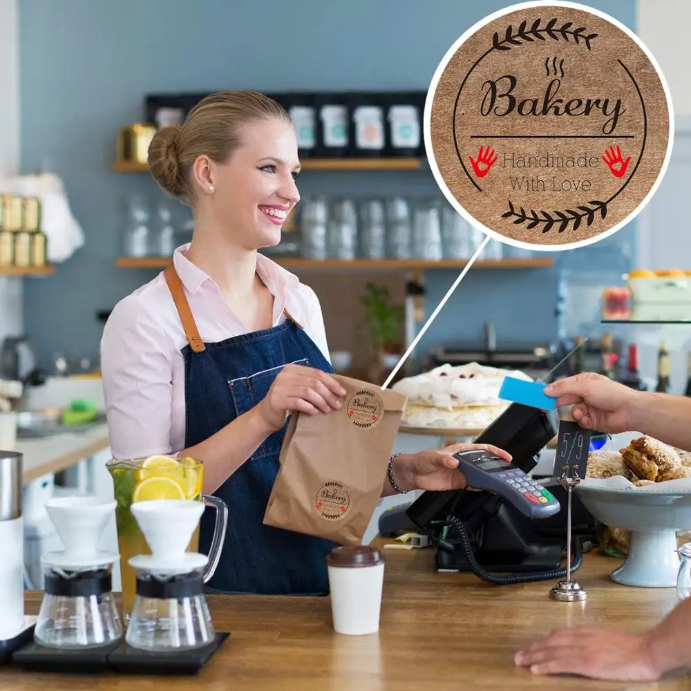 

500pcs Round Labels Handmade Kraft Paper Packaging Sticker Candy Bag Baking Foods Gift Box Packing Wedding Party Thanks Sticker