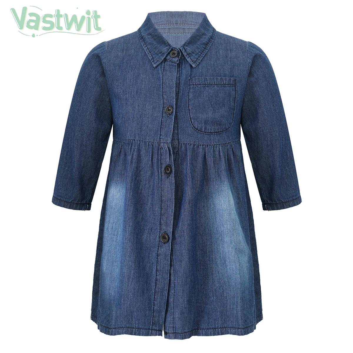 

Summer Dress For Girls Long Sleeve Lapel Pocket Denim Dress Kid Girls Party Dress Children Clothing For Kids Girl 1 2 3 4 5 Year