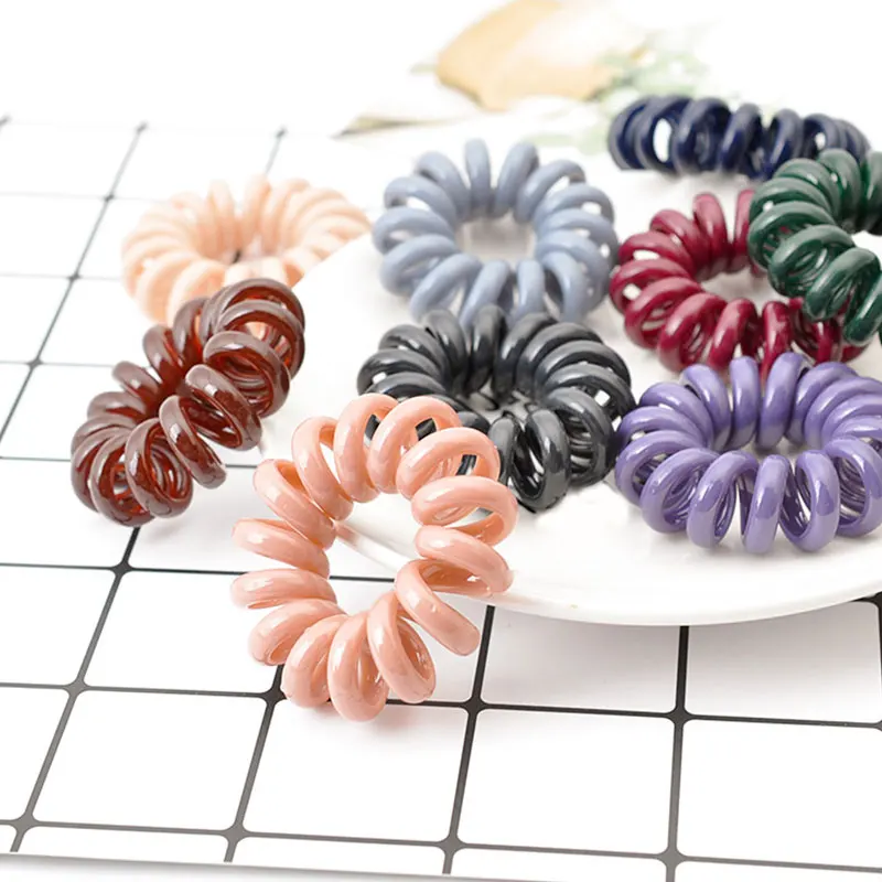 1 pc 10 colors Elasticity Telephone Coil Hairbands Women Spiral Hair Ties Girls Hair Rings Rope Telephone Wire Hair Accessories
