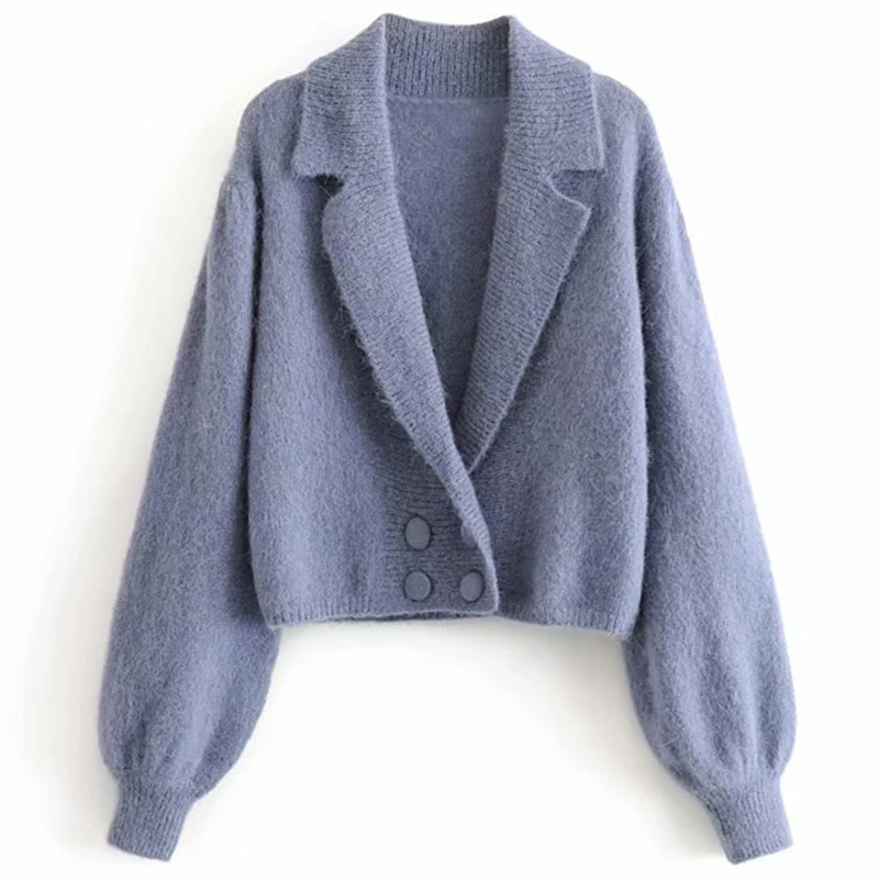 2019 ZA New Winter Sweater Cardigans Women Fashion Vintage Double Breasted Short Knitting Sweaters Hot Sale |