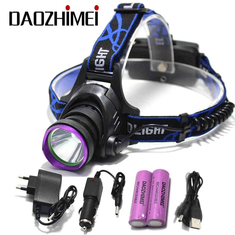 2000 Lumens  XM-L XML T6 LED Headlamp Headlight Flashlight Head Lamp Light + 2*18650 battery + charger + Car Charger