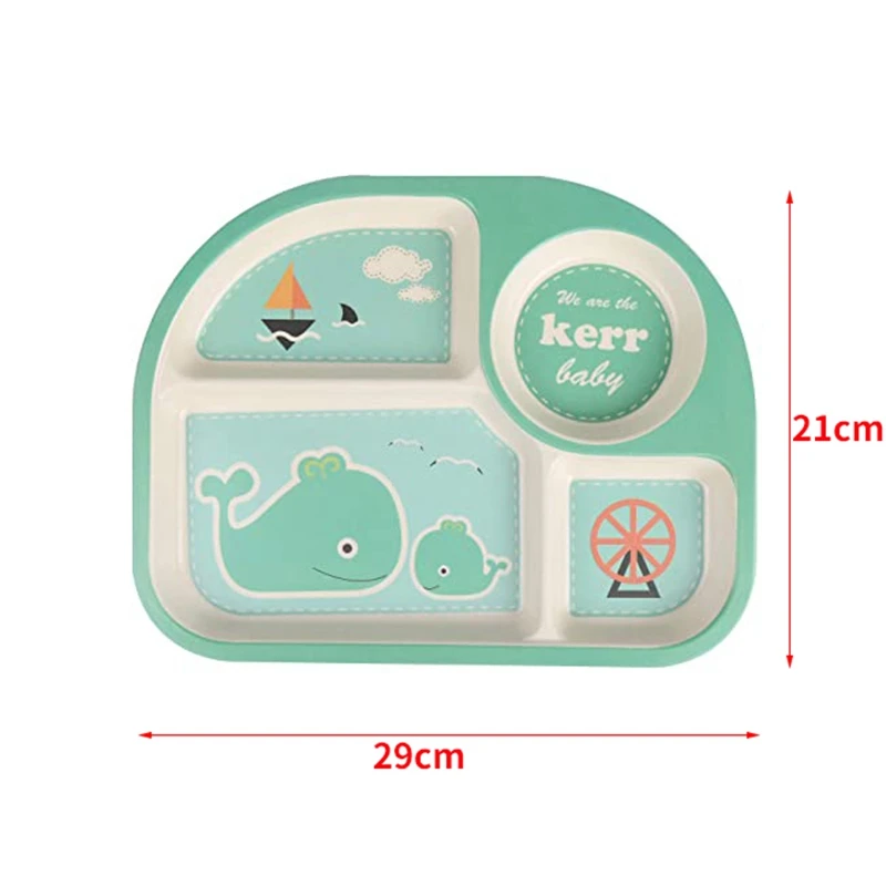 

5 Pcs/Set Bamboo Fiber Children Food Plate Bowl Cup Spoon Fork Set Kids Dishware Cartoon Tableware Dishwasher Safe
