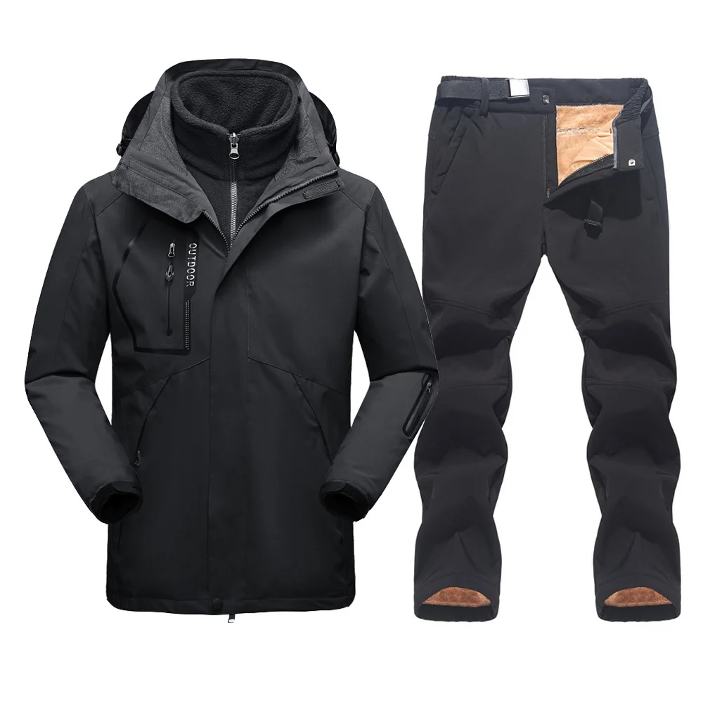 

Ski Suit For Men Thicken Warm Windproof Waterproof Jacket And Pants Winter Snowboard Snow Coat Outdoor Skiing Camping Trousers