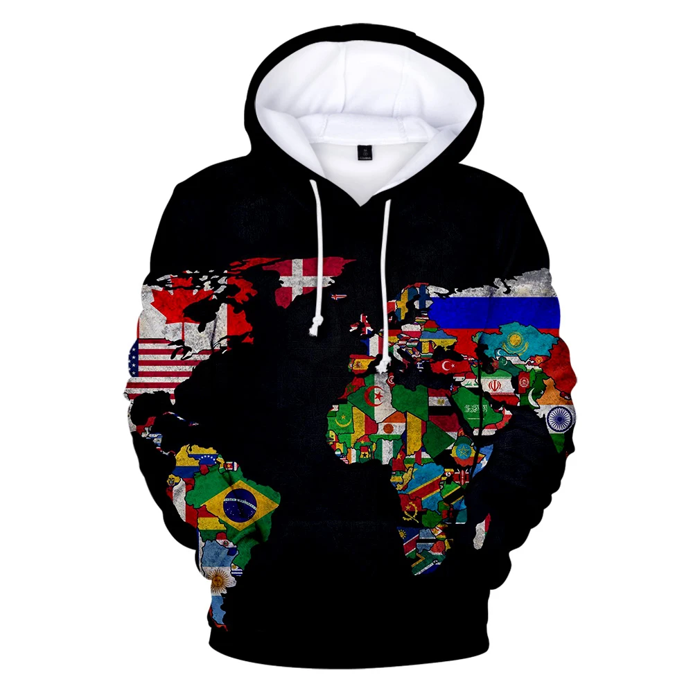 

New Fashion 3D World Map Hoodies Men Women Sweatshirts Spring Winter World Map Hoody Men's Brand Design Boy/Girls Sportswear Cap