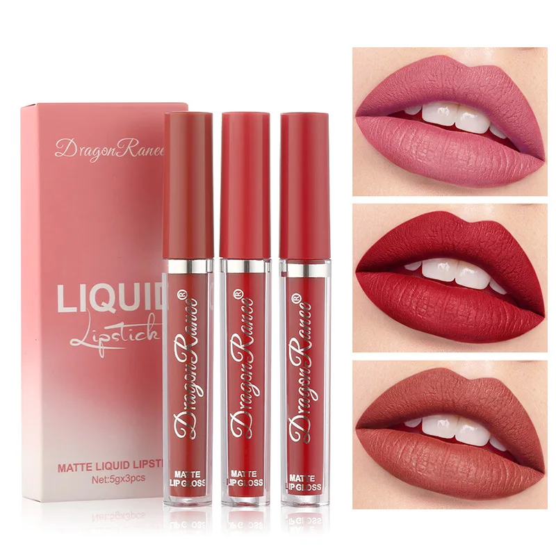 

3pcs/Box Matte liquid Lip Glaze Long Lasting Makeup Lipstick Lip Gloss Moisture Cosmetic Lipstick Sexy Red Waterproof Lip Tint