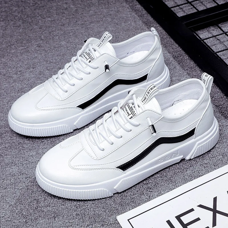 

Men's White Casual Sneakers 2021 Spring/Autumn Vulcanized Shoes Boys Tenis Sport Shoes Male Sneakers Men Canvas and Leather Shoe