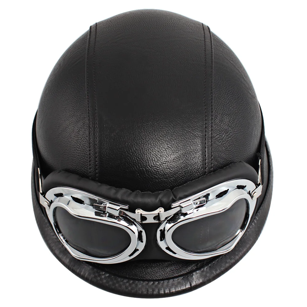 Мотоциклетный шлем из искусственной кожи немецкий ретро с открытым лицом для