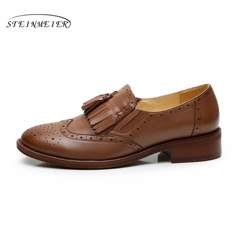 Женские туфли-оксфорды Yinzo винтажные повседневные туфли из натуральной кожи на