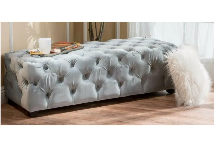 Factory high quality MOQ1 customized wholesale price soft velvet fabric seat bench long ottoman chesterfield | Мебель