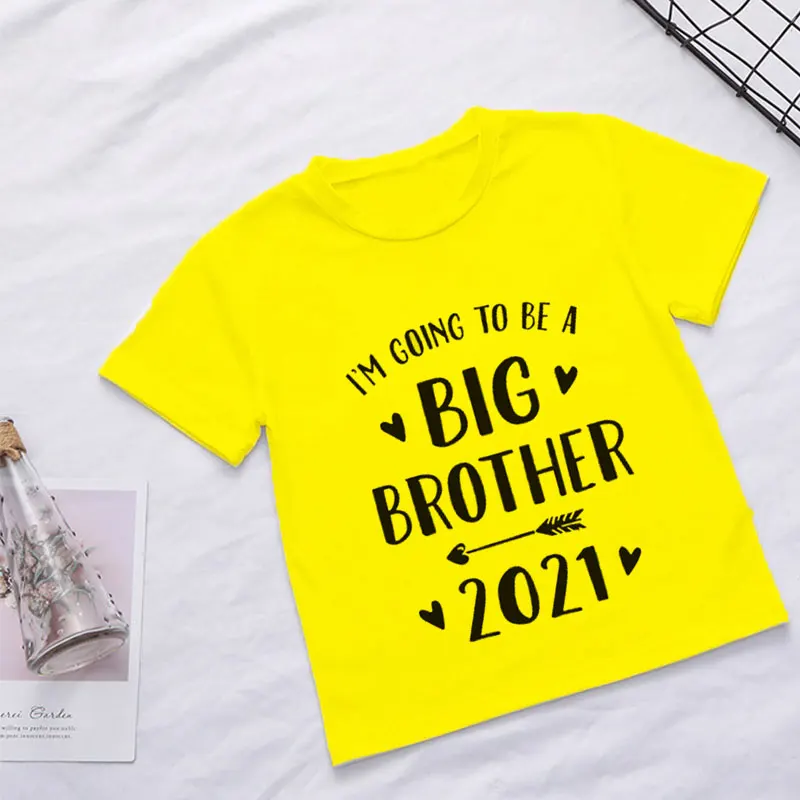 

New 2021 Kids Boys Girls Announcement Shirts Brothers Sisters Family Shirt I Am Going To Be A Big Brother Sister T-shirts O-neck